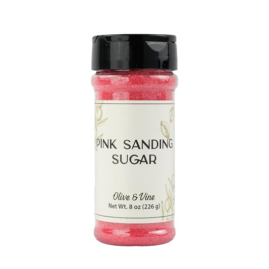 Olive & Vine Pink Sanding Sugar, Sweet Finish, For Baking & Decorating, Rich Tradition, Authentic Taste, For Global Recipes (8 Ounce)