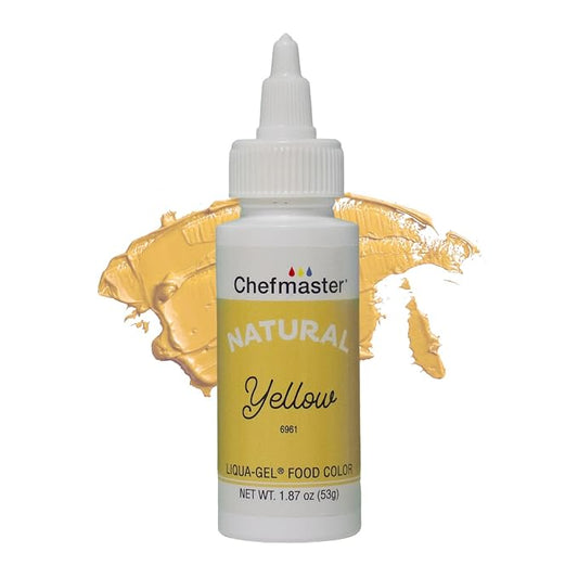 Plant‑Based Natural Liqua-Gel Food Coloring by Chefmaster, No Artificial Dyes, Gel Color for Icing, Frosting, Fondant, & Decorating, Quality Crafted in California USA, Yellow, 1.87 oz