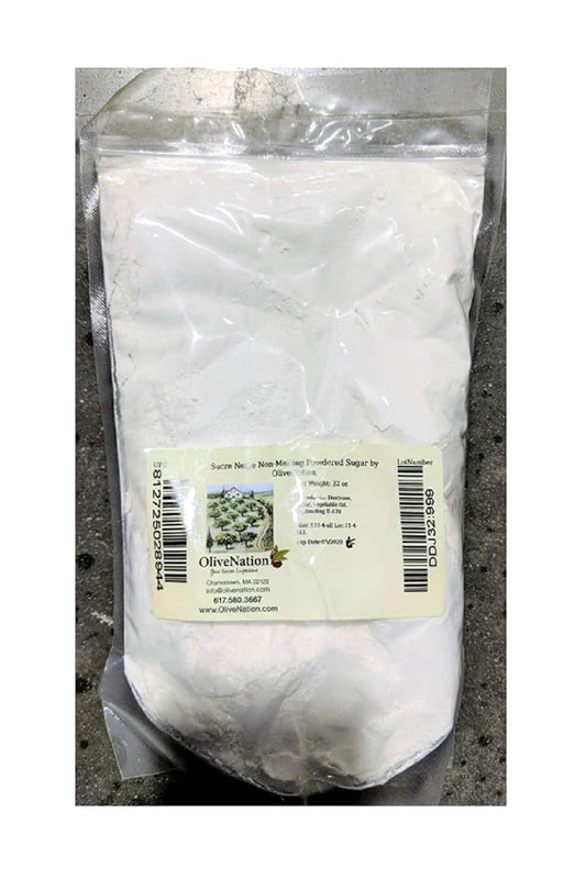 Snow White Non-Melting Topping Sugar, OliveNation Sucre Neige Non-Melting Powdered Sugar, No Melt Snow Sugar - 32 ounces