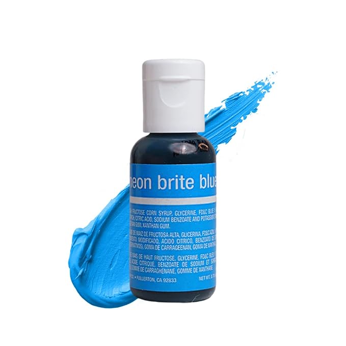 Chefmaster Neon Brite Blue Liqua-Gel® Food Coloring | Vibrant Color | Professional-Grade Dye for Icing, Frosting, Fondant | Baking & Decorating | Fade-Resistant | Easy-to-Use | Made in USA | 0.70 oz