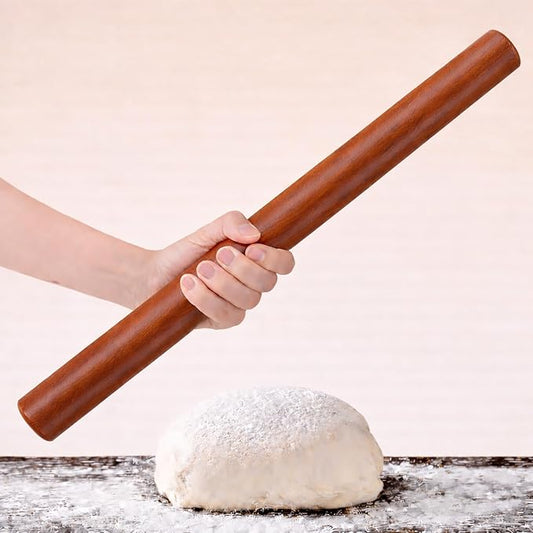 17 Inch French Rolling Pin, Wooden Dough Roller for Baking, Solid Wood Tapered Rolling Pin for Pizza, Pie Crust, Cookies, Pastry, Non-Stick, Easy Control Kitchen Baking Tool, African Rosewood