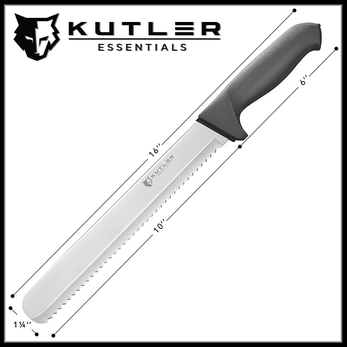 KUTLER Professional 10-Inch Bread Knife and Cake Slicer with Serrated Edge - Ultra-Sharp Stainless Steel Cutlery