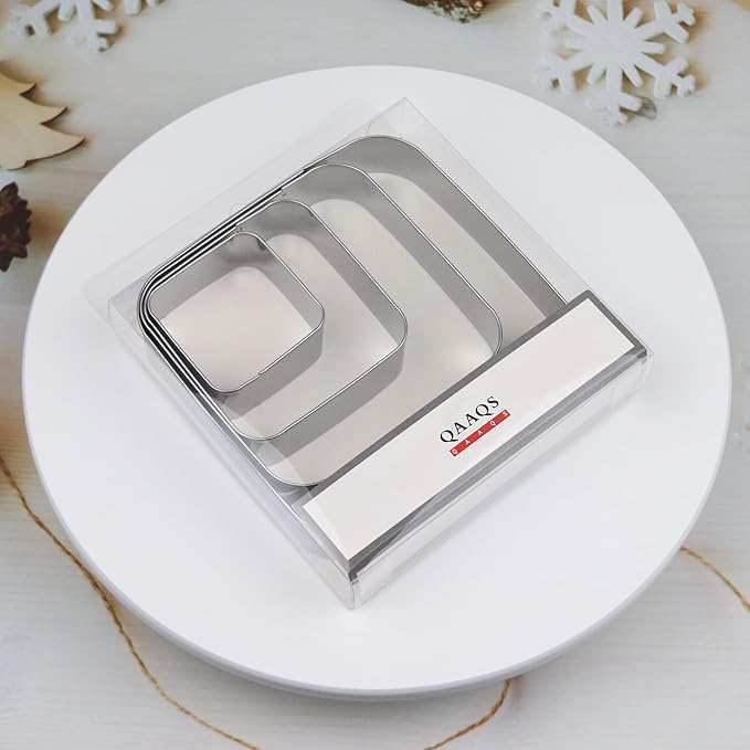 Rounded Square Cookie Cutter Set Large - 5 Inch, 4 Inch, 3 Inch, 2 Inch - Geometric Frame Plaque Cookie Cutters Shapes Molds - Stainless Steel