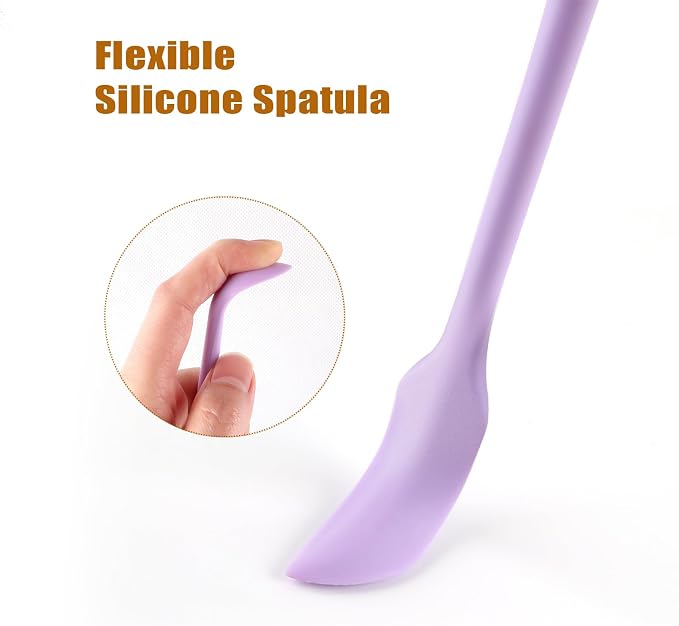 Silicone Spatula Set (6Pcs) - Mini Scraper Tool for Beauty & Food - Reach Every Last Drop, Multi-Size Spatulas for Makeup Jars, Lotion Bottles & Kitchen Containers (Purple)
