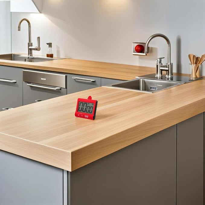Garneck Red Digital Kitchen Timer with Large LCD Display Loud Alarm Magnetic Back and Easy Operation for Cooking Baking Games and Time Management
