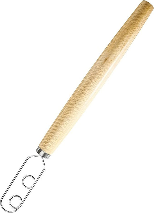 Digead Danish Dough Whisk, Stainless Steel Dutch Whisk with Wooden Handle | Ergonomic Manual Mixing Tool for Home Baking: Heavy Dough, Sourdough Bread, Pizza Dough, Cake Batter (13 inch)