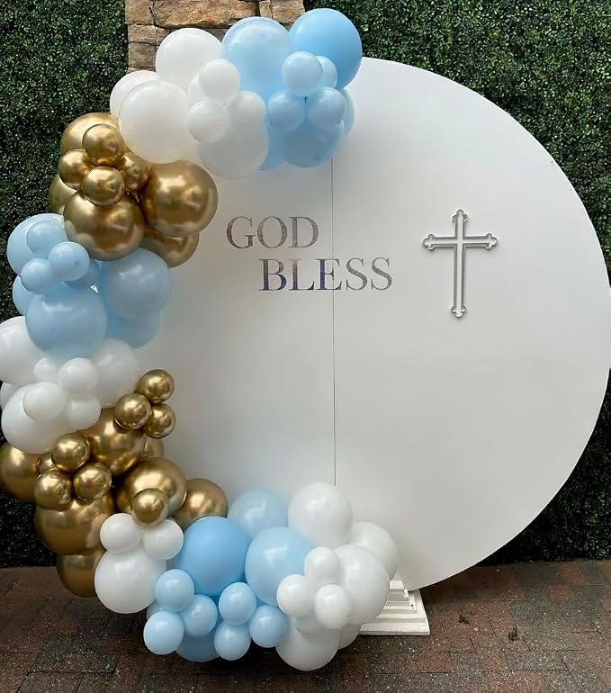 First Communion Blue Balloons Arch Kit 160Pcs, Baptism God Bless Balloon Garland Arch Mi Bautizo Christian Decor Cross Balloon for First Holy Communion Baptism Baby Shower Birthday Supplies