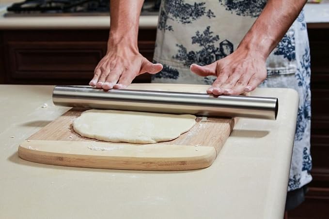 The Original Stainless Steel Rolling Pin Featuring a Non-Stick Surface Perfect for Making Pasta, Cookies, Ravioli and Pizza