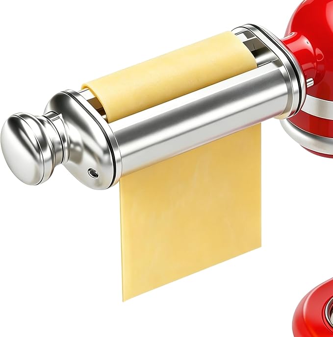 Pasta Roller for Kitchenaid Stand Mixer, Stainless Steel pasta roller attachment with 8 Adjustable Thickness Knob, Dough Pasta Roller pasta roller attachment for Raviolis Pasta