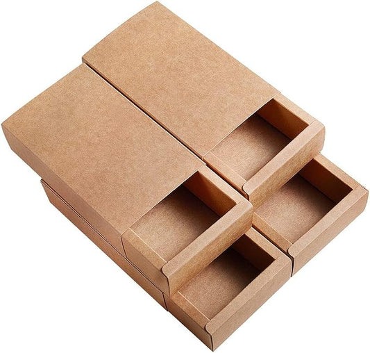 BENECREAT 16 Pack 6.8x4x1.65 Kraft Paper Drawer Box Paper Mache Boxes Soap Jewelry Boxes for Candy, Wedding Party Favors, Christmas, Festival Gift Packaging - Brown