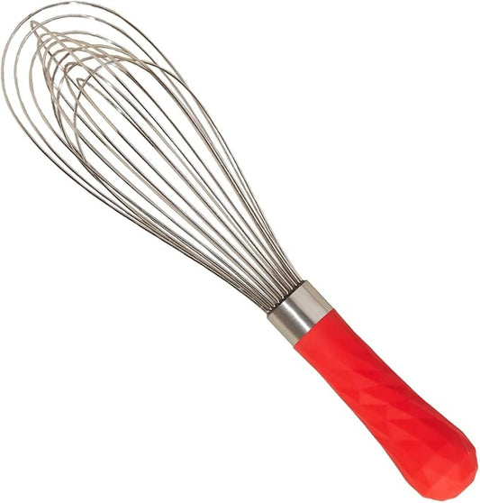 GIR: Get It Right Stainless Steel Whisk, 12 Wire Balloon Whisk for Mixing, Stirring, Beating & Blending – Durable Whisker Tool, 11IN - Red