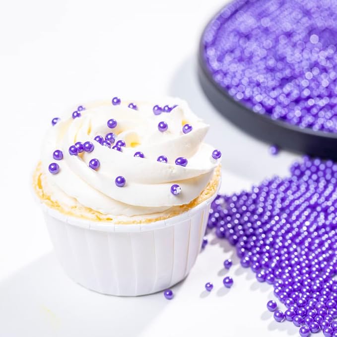 Purple Sprinkles Edible Pearl Sprinkles 130g 4.6OZ,Cake Dessert sprinkles,Cookie sprinkles,Sugar Pearl, Edible Candy Pearls for Cake Cupcake Decorationg (4mm-Purple)