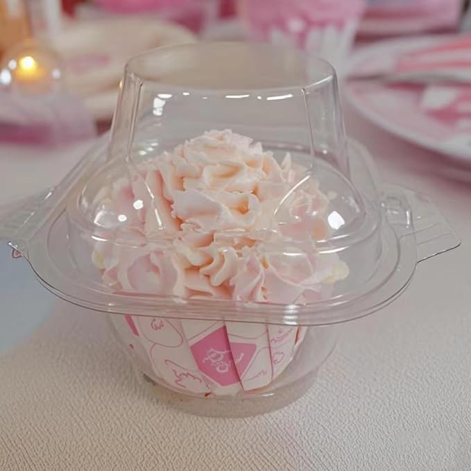 single cupcake containers Muffin Container Cupcake Carrier(100pc) | Individual Cupcake storage Containers with Lids,Plastic Cupcake Boxes,Disposable Muffin Holders.for Baking,Parties & Picnics.