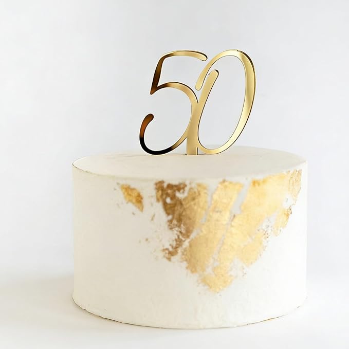 Happy 50th Birthday Cake Topper,Gold Number 50 Cake Decoration,50 Cake Topper,Fifty Cake Topper,50th Theme for Golden Wedding Birthday Anniversary Celebration Ideas Cake Decorating Supply, Acrylic