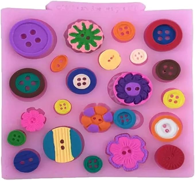 Silicone Mold Kit,10.2x10.7x0.8cm Button Modeling Silicone Mold Fondant Dessert Cake Chocolate Decoration Kitchen Baking Accessories