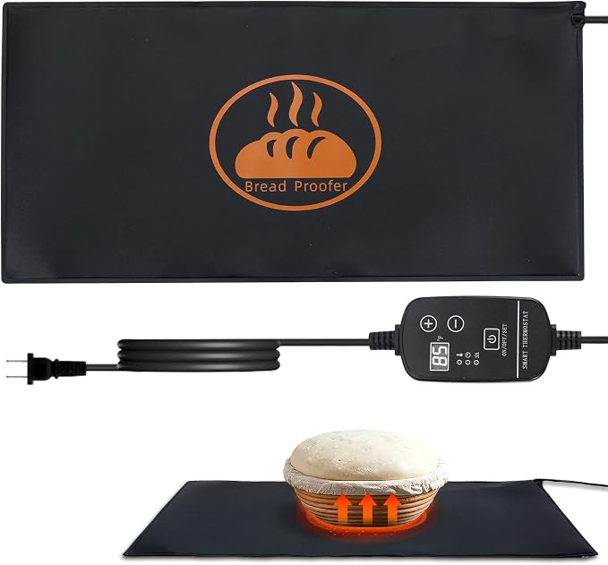 Bread Riser Dough Heating Mat - 10" x 20.47" XL Sourdough Heating Mat, 59°F - 140°F Adjustable Dough Riser Heat Pad for Sourdough Starter, Bread Proofer Warming Pat
