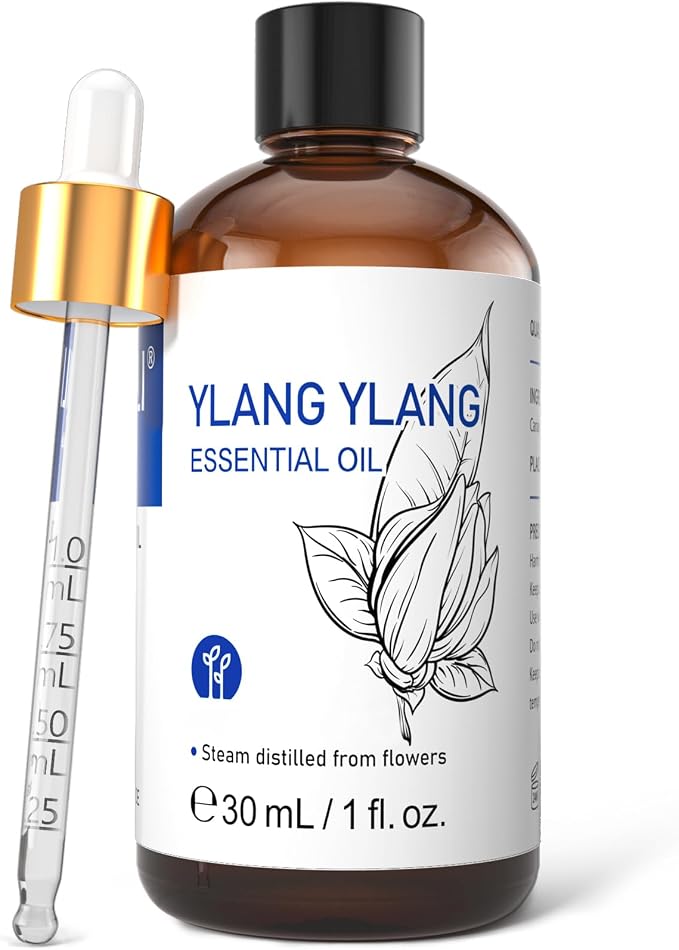 HIQILI Ylang-Ylang Essential Oil for Diffuser, Aromatherapy, Perfumes | Long-Lasting Scent to Keeping Your Space Fresh Makes Body Feel Calm and Relaxedand and Used for DIY - 30ml / 1.01 fl oz