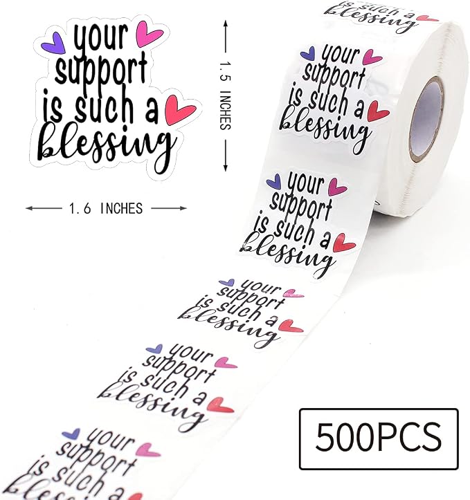 Littlefa Your Support is Such a Blessing Stickers,Thank You for Your Order Stickers,Thank You for Supporting My Small Business Stickers,Thank You Stickers for Packaging 500 PCS