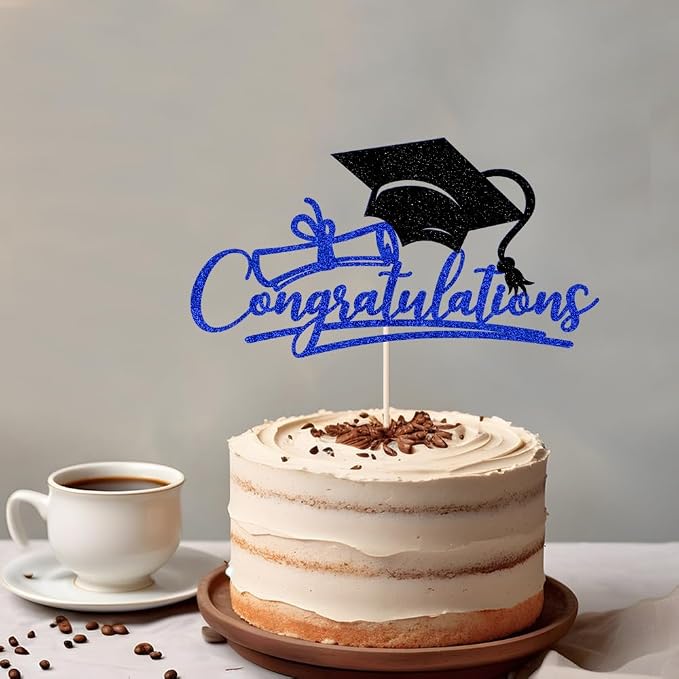 Congratulations 2026 Graduation Cake Topper,Congrats Grad Cake Decor - 2026 High School/College/Senior Graduation Party Decorations Supplies (Navy blue and black)