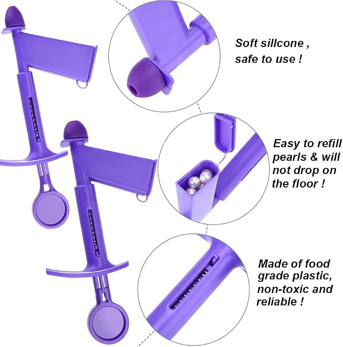 Plastic Pearl Applicator Fondant Pearl Ball Applicator SugarCraft Cake Decorating Tools Plunger (3mm and 6mm)