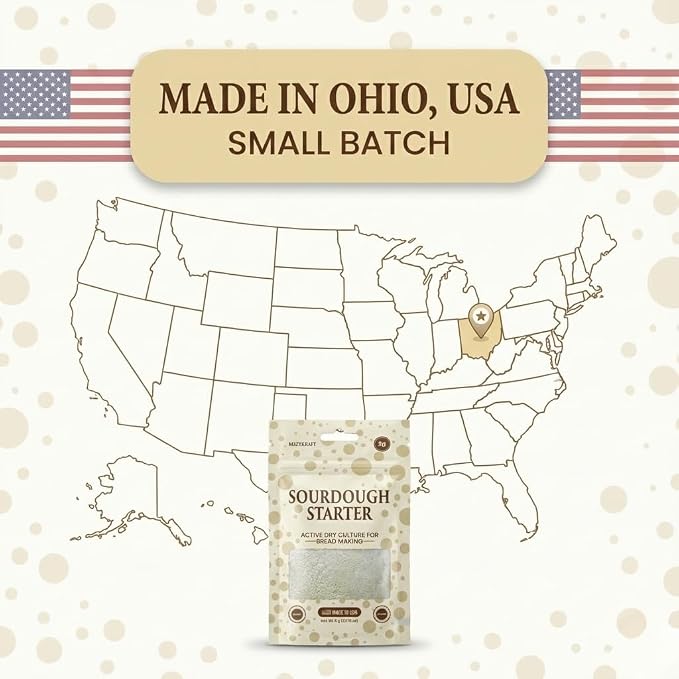 Sourdough Starter Culture – Dehydrated Wild Dry Yeast for Baking Homemade Artisan Bread – Organic, Non-GMO, Fresh, Long-Lasting & Beginner-Friendly (20 Grams)
