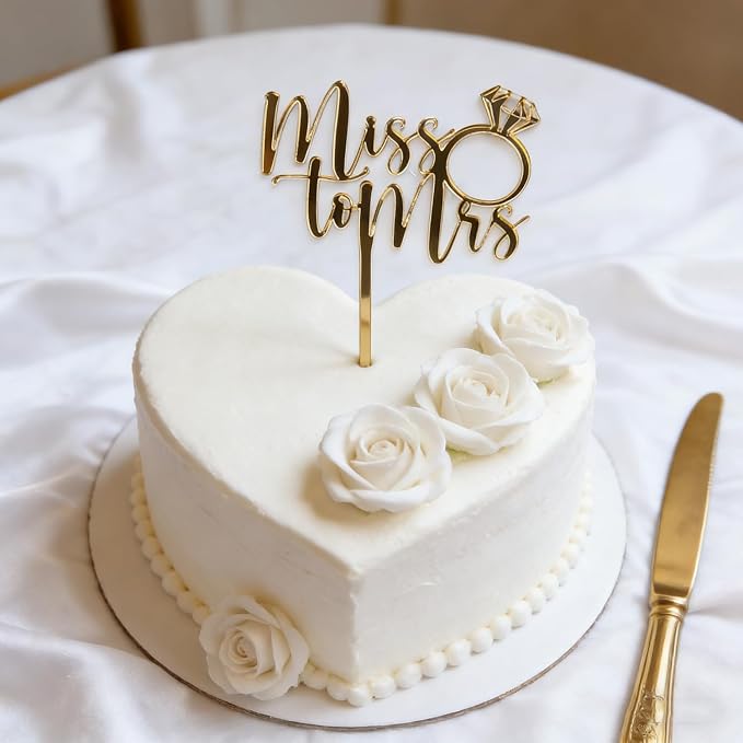 Acrylic Miss to Mrs Cake Topper, Wedding Bridal Shower, Mirror Acrylic Cake Decoration, Wedding Engagement Party Decoration