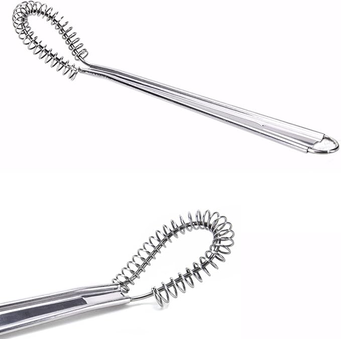 Best Utensils Stainless Steel Mini Egg Whisk Beater Handheld Milk Frother Foamer Foaming Creamy Coffee Mixer Spring Sauce Blender Kitchen Accessories, Pack of 2