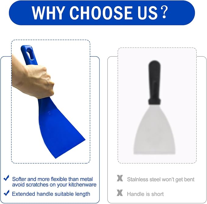 LRui Kitchen Professional Pizza Dough Scraper dough spatula,plastic flexible strip handle dough scraper.(blue)
