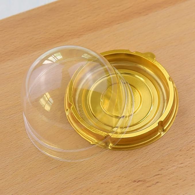 Clear Plastic Cake Boxes, Round Cupcake Holders, Mini Dessert Packaging with Lids for Cupcakes, Macarons, Muffins Baking Gifts (50 Pack)