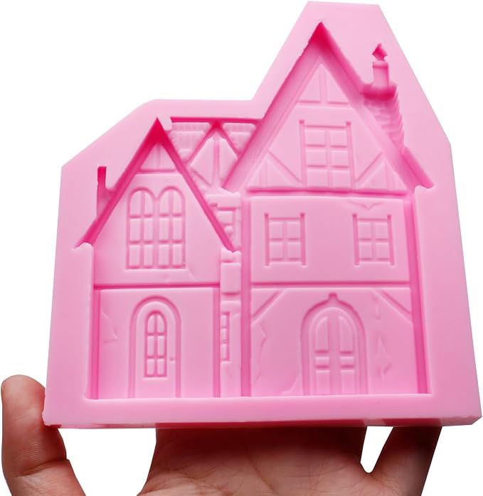 Vintage Buildings Fondant Mold,Victorian House Silicone Mold，House Chocolate Mold for Cake Cupcake Decorating and Crafts Native