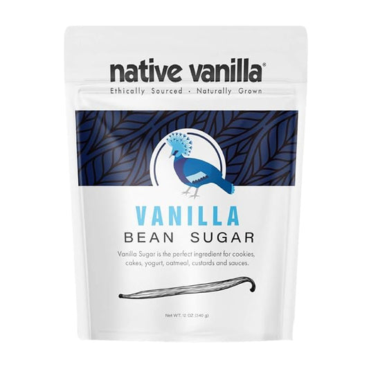 Organic Vanilla Bean Sugar – Native Vanilla – Made from Premium Vanilla Bean Pods – For Chefs and Home Cooking, Baking, and Dessert Making – Made with Real Vanilla Beans - 12 Oz