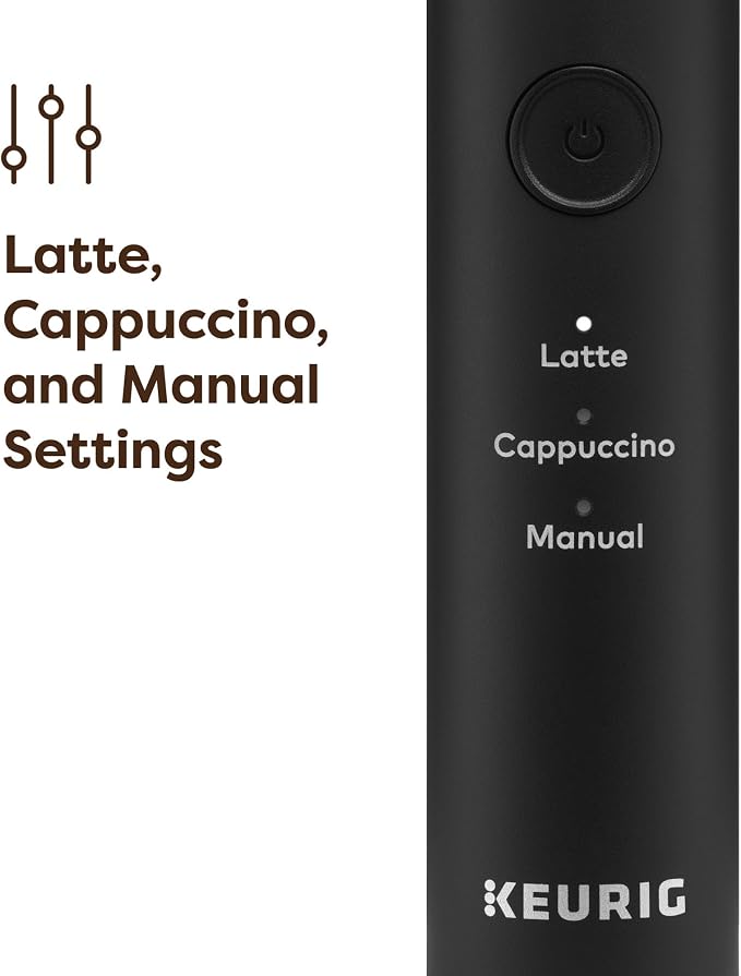 Keurig SimpleCafe Frother, Rechargeable Handheld Milk Frother for Lattes, Cappuccinos & Iced Coffee, USB Cord Included, Microwave-Safe Frothing Cup, Hot & Cold Foam Maker