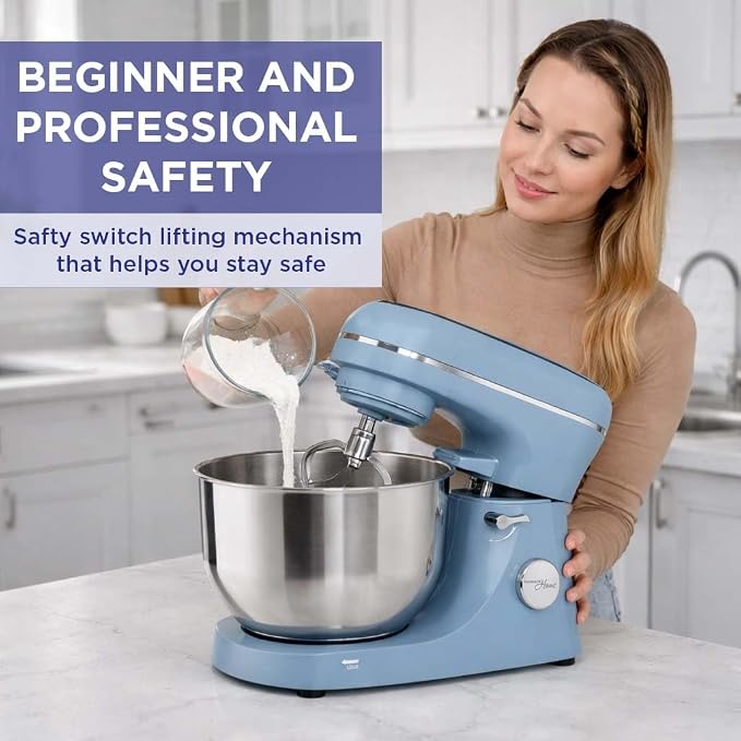 Magnavox Home, 6.3 qt Digital Touchscreen Stand Mixer, 11 Speeds, Blue