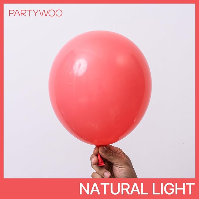 PartyWoo Coral Balloons 100pcs Different Sizes of 36 18 12 10 5 Inch Pastel Red Coral Pink Latex Balloon Arch Kit Garland for Wedding Anniversary Birthday Summer Themed Party Decorations Red-Q11