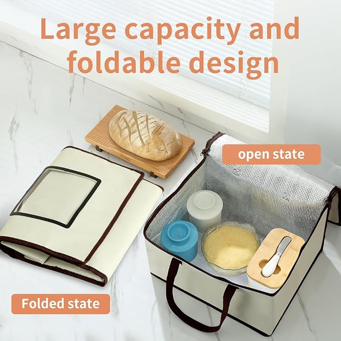 Bread Proofer Foldable Visible Dough Proofing Box,Temperature Control, Sourdough Warmer Bread Dough Proofer US Plug