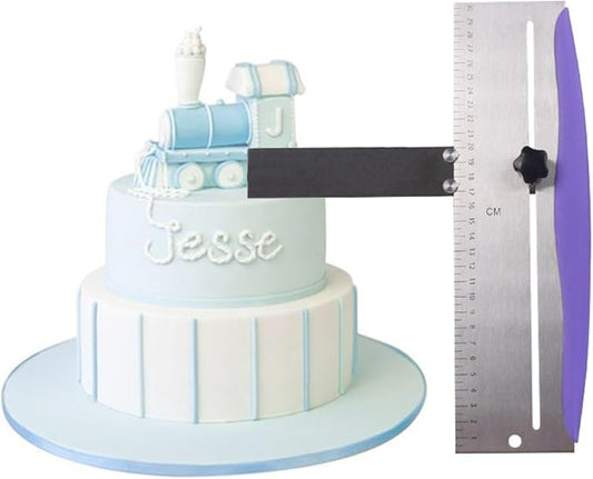 12 Inch Stainless Steel Cake Scraper & Smoother, Adjustable Kitchen Spatula for Icing, Frosting, Mousse, Cheese, and Cream Cakes,Perfect Tool for Icing, Frosting, Cream Edge