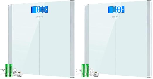 Etekcity Digital Body Weight Bathroom Scale with Step-On Technology, 400 Lb, White (Pack of 2)