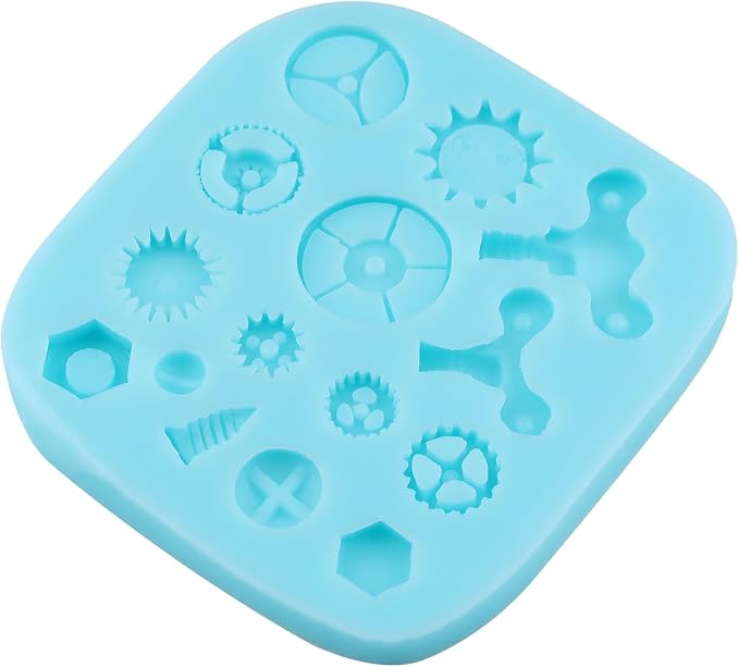 Steampunk Gear Fondant Molds Cogs Silicone Molds for Cake Decorating Cupcake Topper Chocolate Candy Gum Paste Polymer Clay