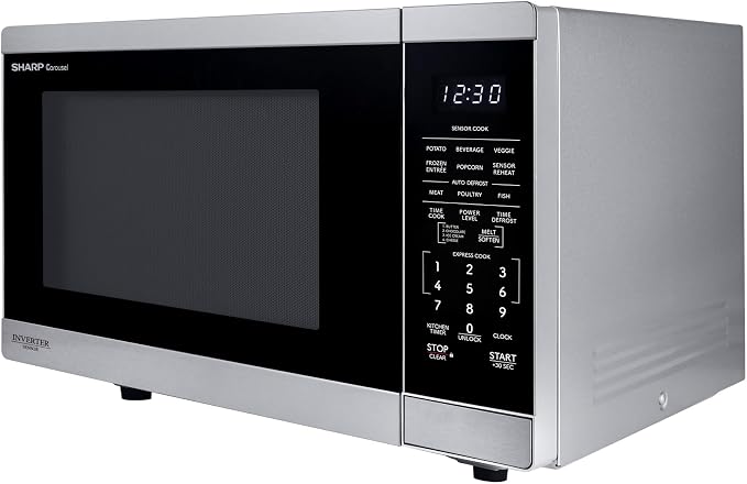 SHARP Countertop Microwave Oven with Removable 12.4" Carousel Turntable, 1100 Watt, 1.4 Cubic Feet, Stainless Steel