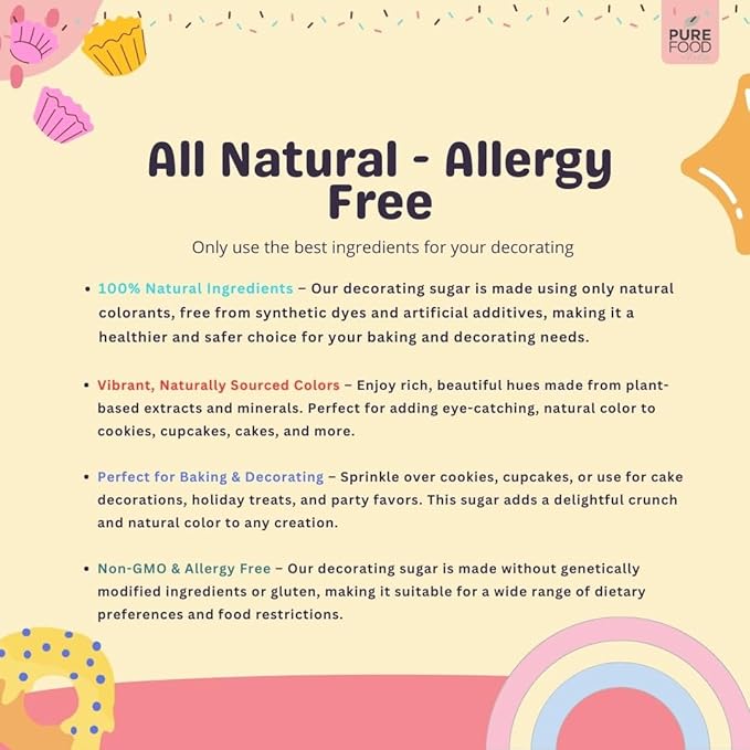 Pure Food Dye Free Pink Sanding Sugar, 5 oz | Naturally Colored Decorating Sugar Sprinkles | Colored Sugar | Great for Baking and Decorating