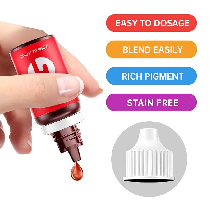Food Coloring Liquid - 6 Colors x 10 ml Water-Based Concentrated Food Dye for Baking, Icing, Cake Decorating & Easter Eggs