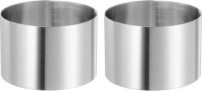 HARFINGTON 2PCS Round Cake Ring 2.95 x 2 Inch Seamless Stainless Steel Pastry Mousse Dessert Ring Mirror Coating for Baking Cooking Making Tool