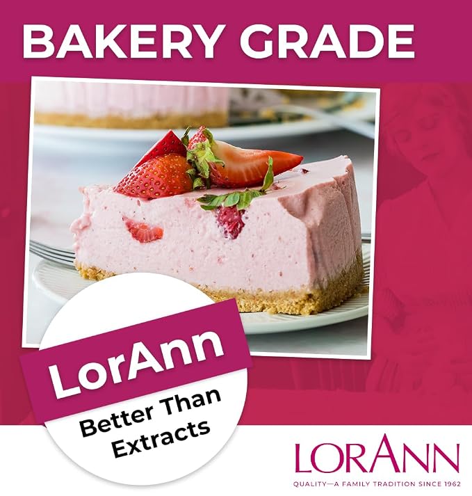 LorAnn Oils Strawberry Bakery Emulsion: True Essence, Ideal for Boosting Fruit Tones in Cakes, Cookies & Desserts, Gluten-Free, Keto-Friendly, Extract Substitute Essential for Your Kitchen, 2 Oz