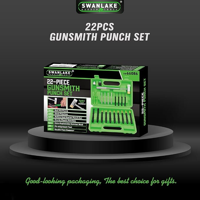 SWANLAKE 22PC Punch Set and Hammer with Brass, Hollow, Steel, Plastic Punches, Brass Punch for Maintenance