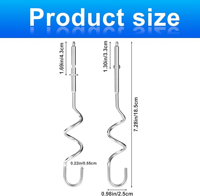 2pcs Hand Mixer Attachments Compatible, Universal Stainless Steel Hand Mixer Beaters Replacement for Cooking and Baking Tool Accessory(Swirling Shape)