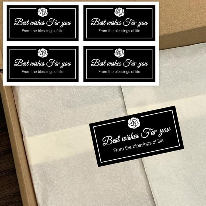 100Pcs Best Wishes for You Stickers Self Adhesive Hotel Welcoming Guest Label Flower Packing Stickers for Gift Packing Cards Candy Bags Envelopes Party Supplies