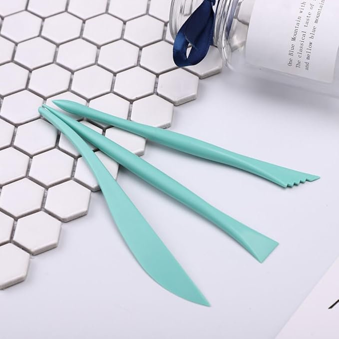 OSALADI Fondant Modeling Set 6pcs Plastic Cake Sculpting and Carving Tools for Baking and Cake Decorating, Green DIY Fondant Curving Tool Kit for Home Bakers