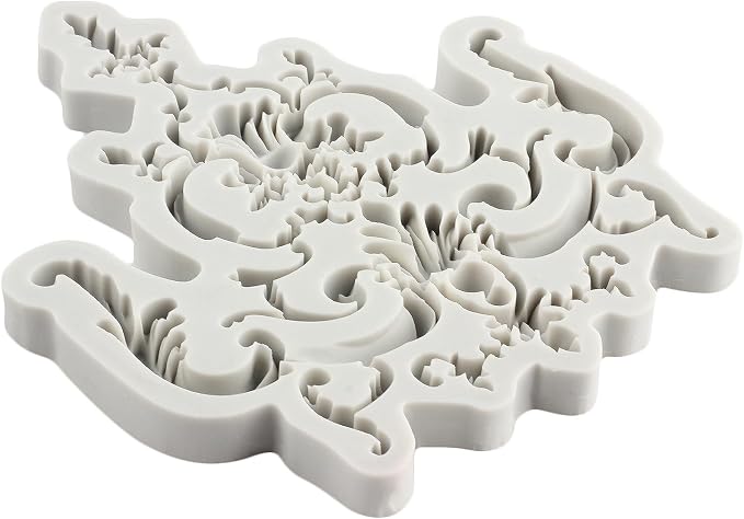 Baroque Fondant Molds Curlicues Scroll Lace Border Silicone Mold Filigree Mold 3D Sculpted Flower For Sugar Cake Decorating Cupcake Topper Chocolate Gum Paste Candy Polymer Clay