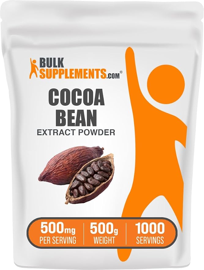 BulkSupplements.com Cocoa Bean Extract Powder - Cocoa Supplement - Unsweetened, Vegan & Gluten Free, 500mg per Serving, 500g (1.1 lbs) (Pack of 1)