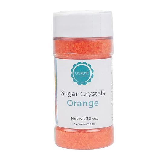 O’Creme Sugar Crystals - Coarse Sugar for Cookie Decorating - Eye-Catching Sugar Crystals – Coarse Sugar for Unique Cake Toppings, Cupcakes and Cookies – Ideal Decoration Solution - 3.5 Ounce Orange